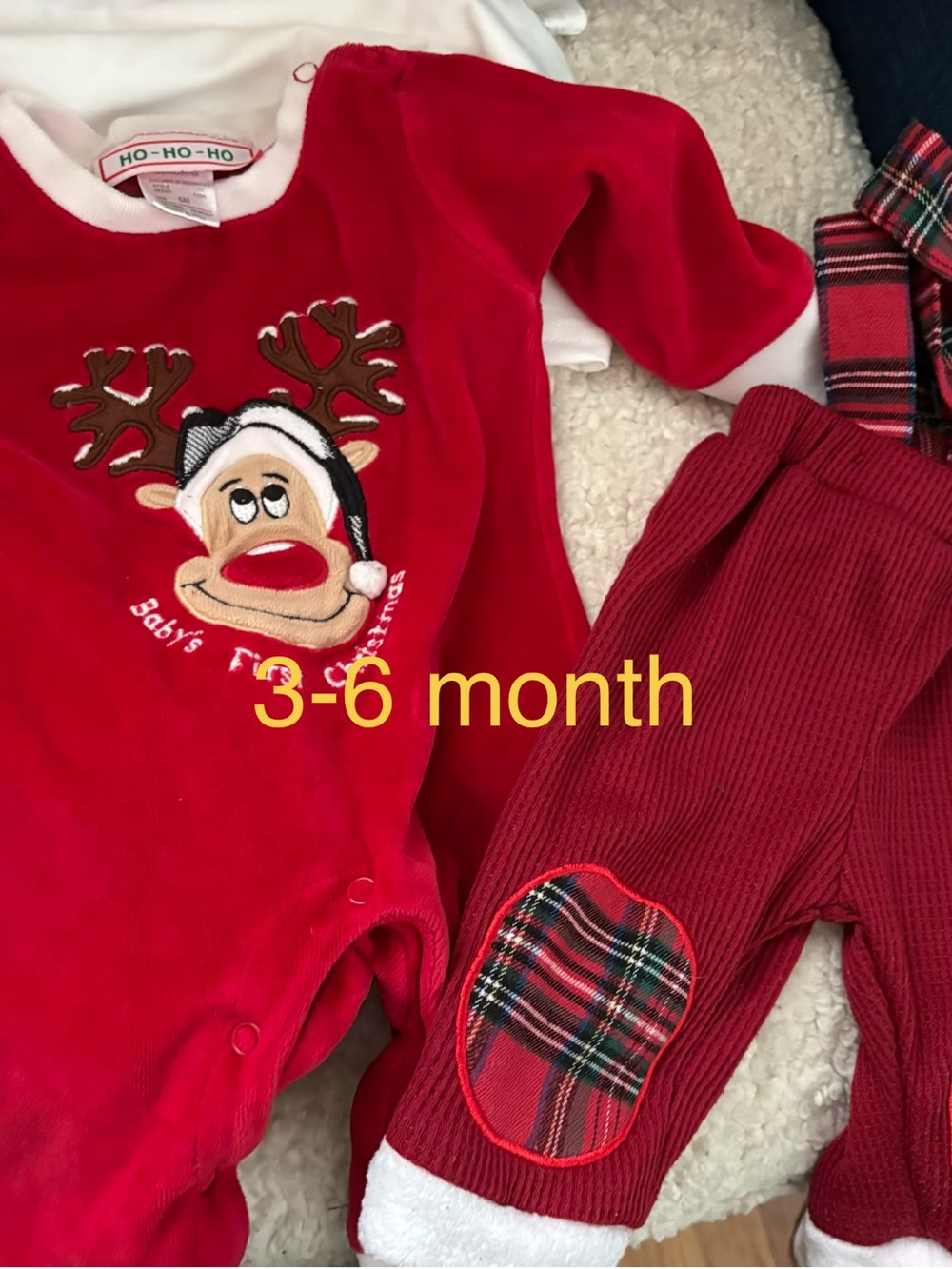 Ho-Ho-Ho Red Baby Reindeer Pajama Set - 3-6 Months